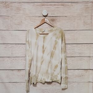 Glyder Beige Tie-Dye Long Sleeve Pullover Sweatshirt Top Medium